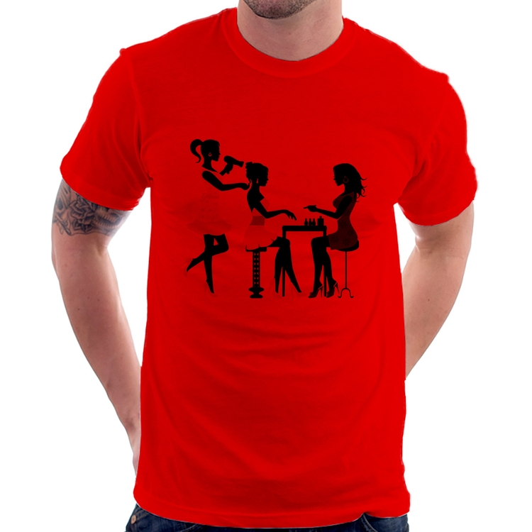 Camiseta Salão de Beleza Cabeleireira e Manicure - Vermelha