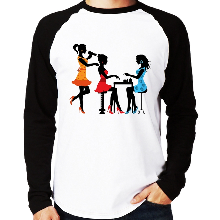 Camiseta Raglan Salão de Beleza Cabeleireira e Manicure Manga Longa