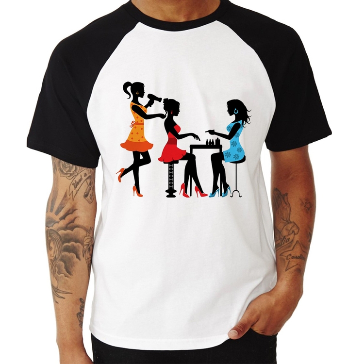 Camiseta Raglan Salão de Beleza Cabeleireira e Manicure