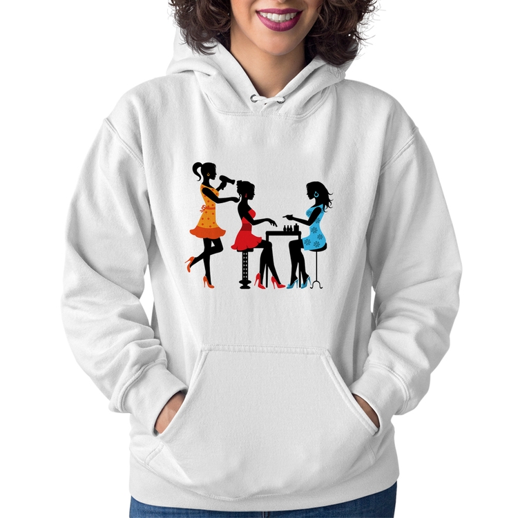 Moletom Feminino Salão de Beleza Cabeleireira e Manicure - Branco