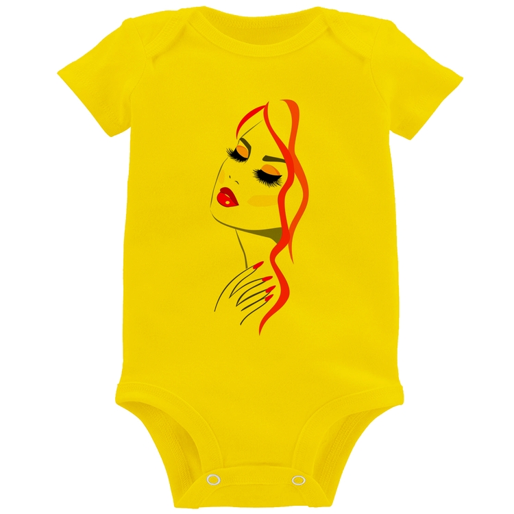 Body Bebê Salão De Beleza Maquiagem - Amarelo