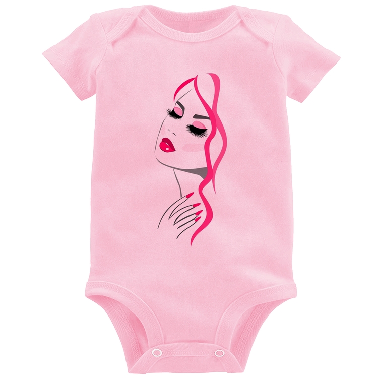 Body Bebê Salão De Beleza Maquiagem - Rosa Bebê