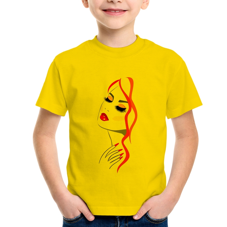 Camiseta Infantil Salão De Beleza Maquiagem - Amarela