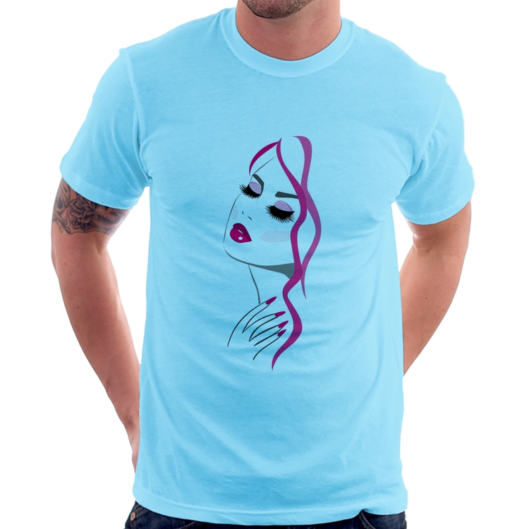 Camiseta Salão De Beleza Maquiagem - Azul Bebê