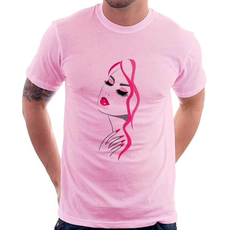 Camiseta Salão De Beleza Maquiagem - Rosa Bebê