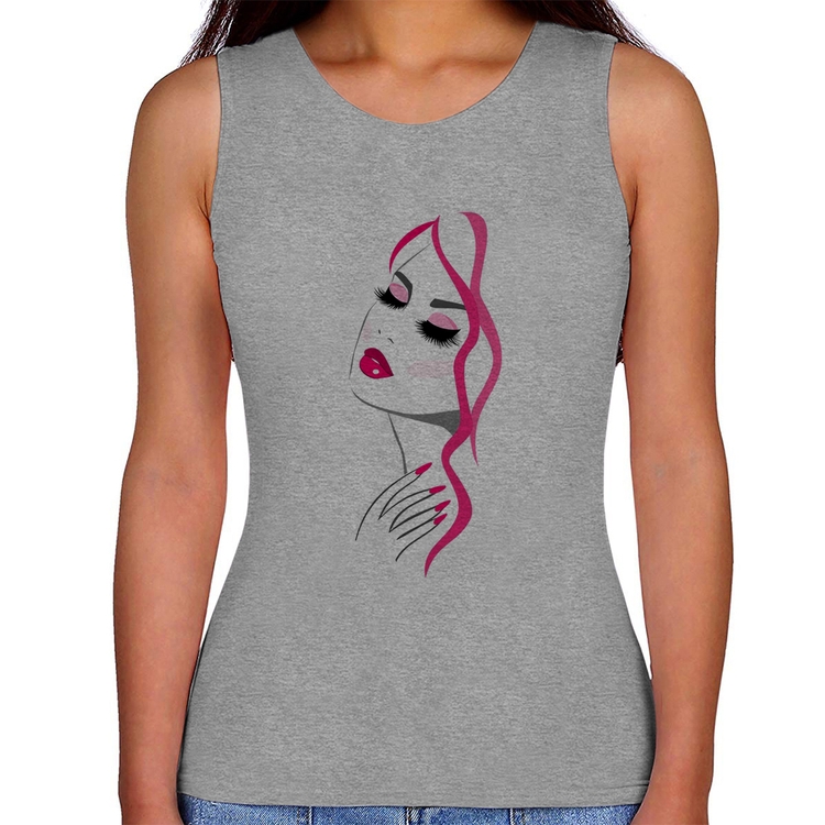 Regata Feminina Salão De Beleza Maquiagem - Cinza