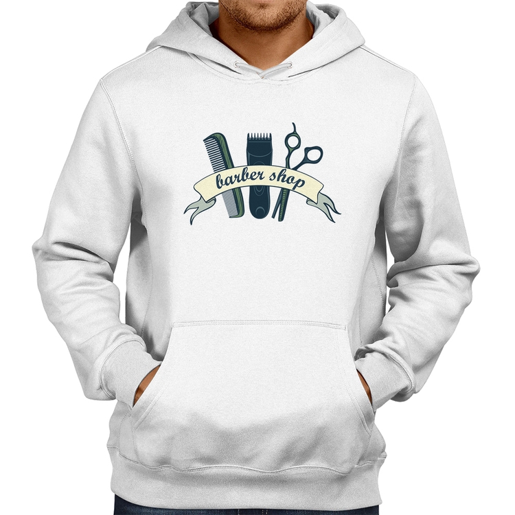 Moletom Salão Masculino Barber Shop - Branco