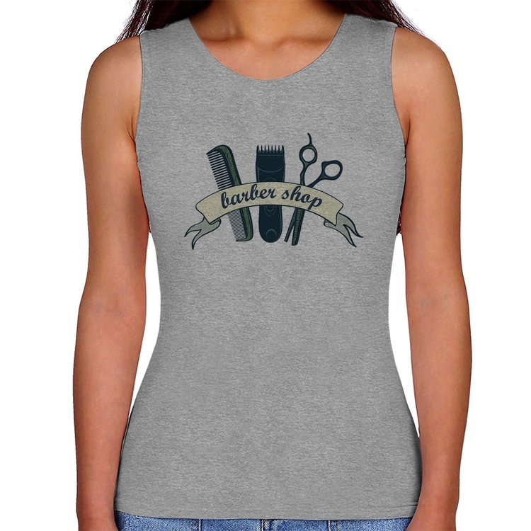 Regata Feminina Salão Masculino Barber Shop - Cinza