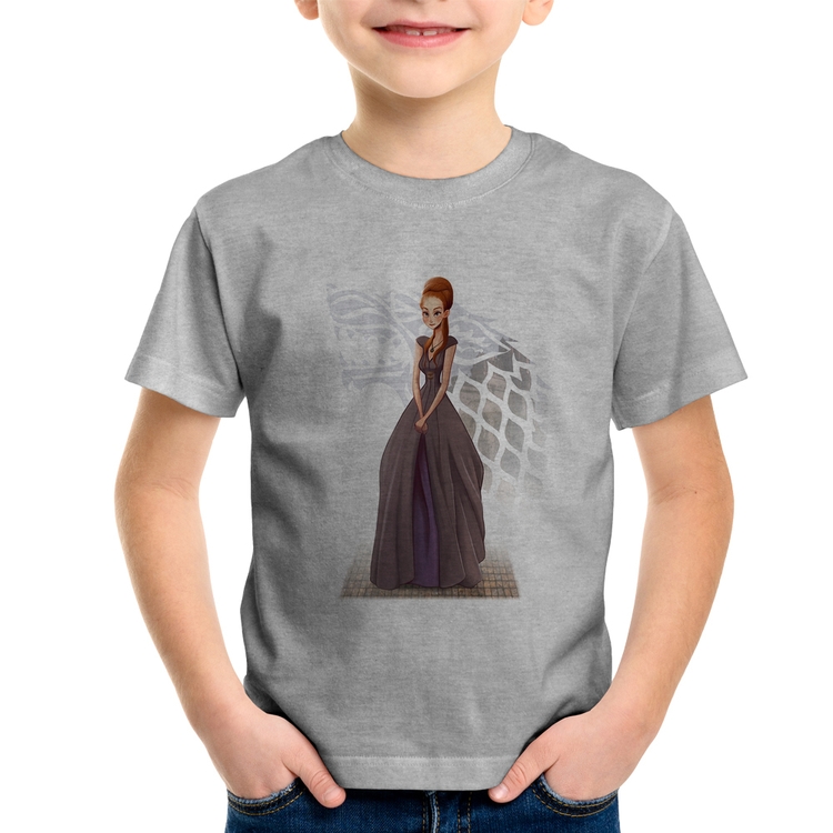 Camiseta Infantil Sansa Stark Art - Cinza