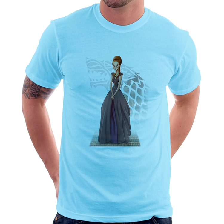 Camiseta Sansa Stark Art - Azul Bebê