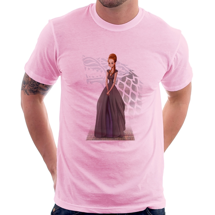 Camiseta Sansa Stark Art - Rosa Bebê