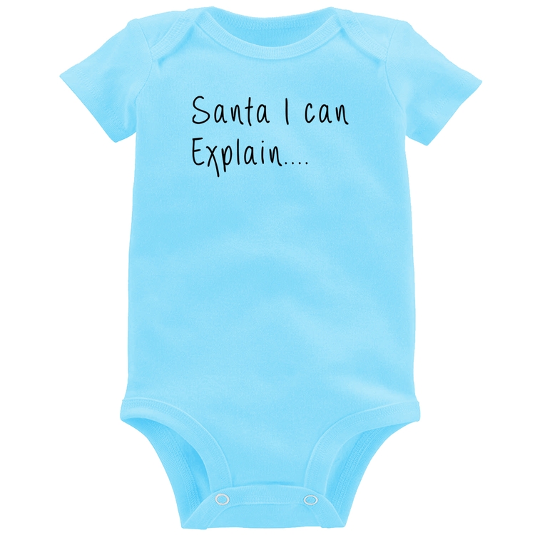 Body Bebê Santa I can explain - Azul Bebê