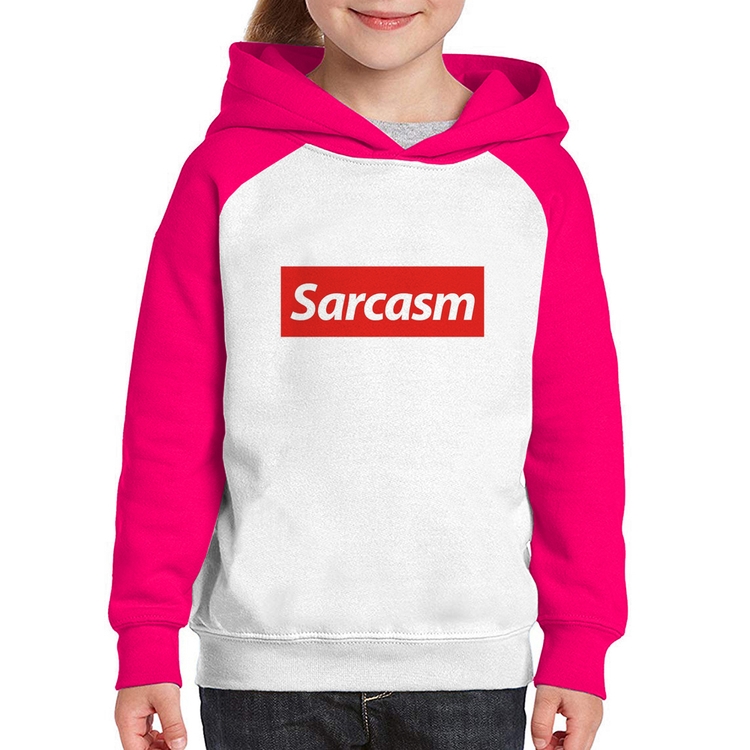 Moletom Infantil Sarcasm - Branco/Rosa