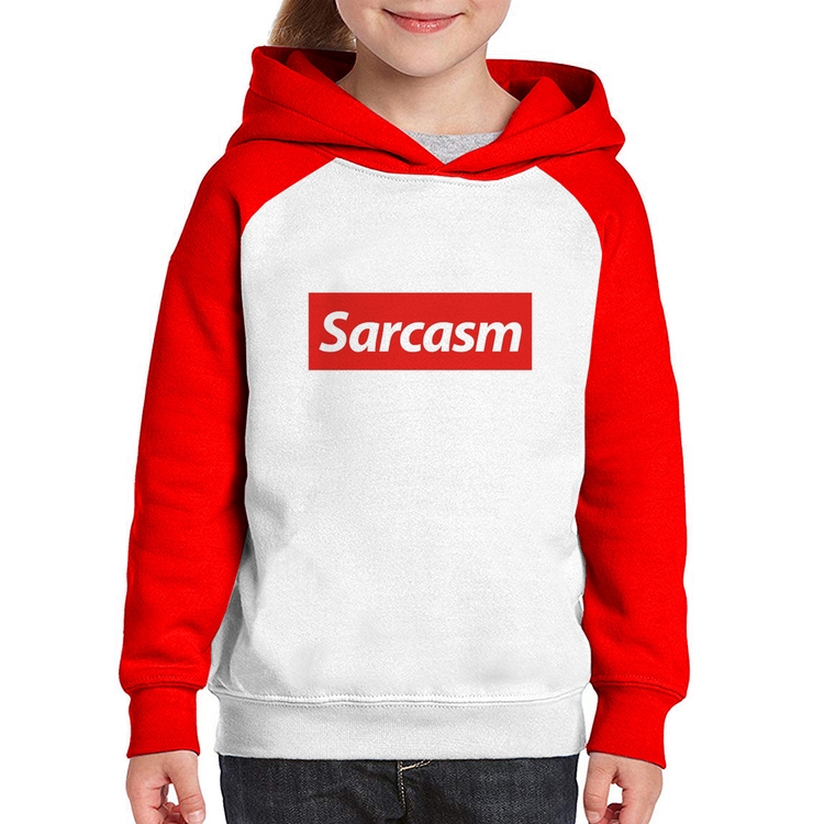 Moletom Infantil Sarcasm - Branco/Vermelho