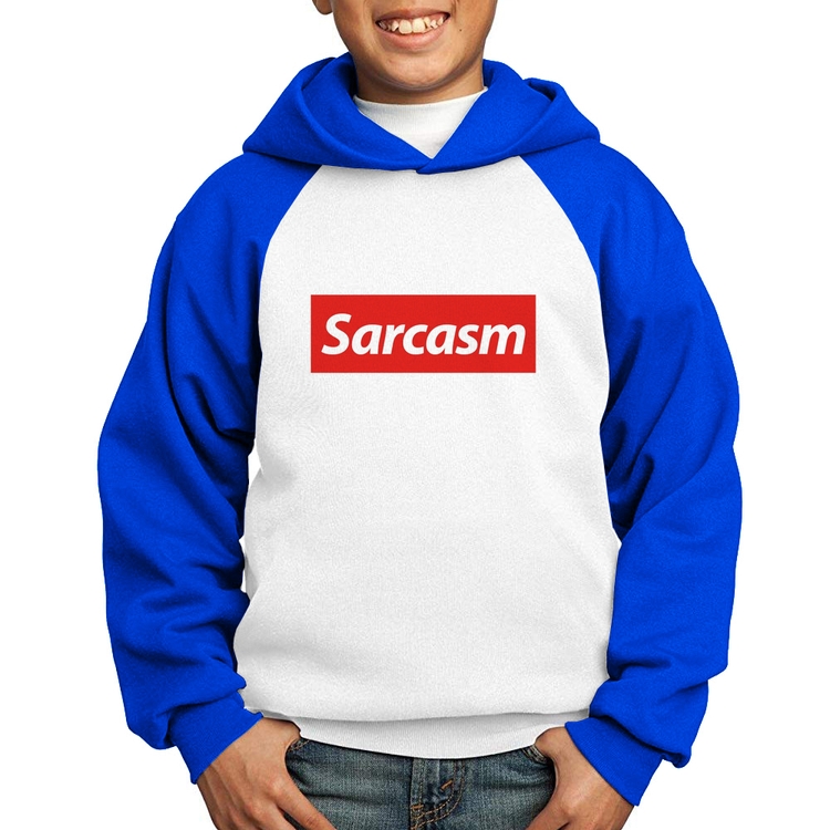 Moletom Infantil Sarcasm - Branco/Azul