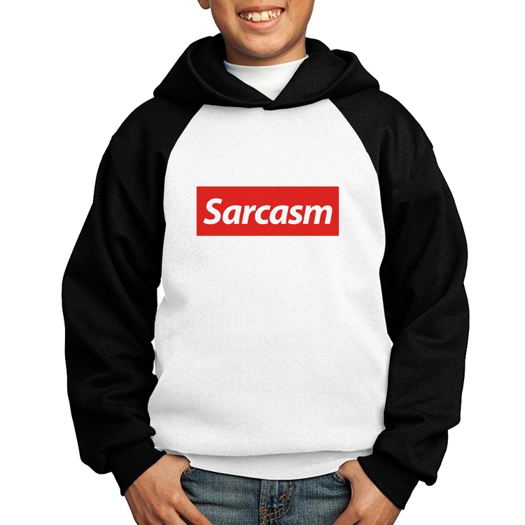 Moletom Infantil Sarcasm - Branco/Preto