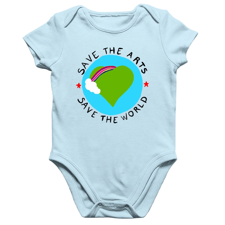 Body Bebê Algodão Save The Arts Save The World - Azul Bebê