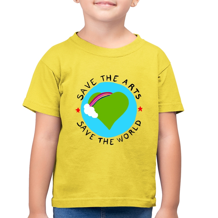 Camiseta Algodão Infantil Save The Arts Save The World - Amarelo Canário