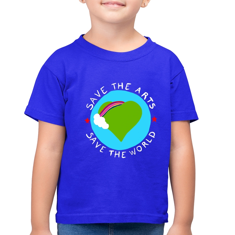 Camiseta Algodão Infantil Save The Arts Save The World - Azul Royal