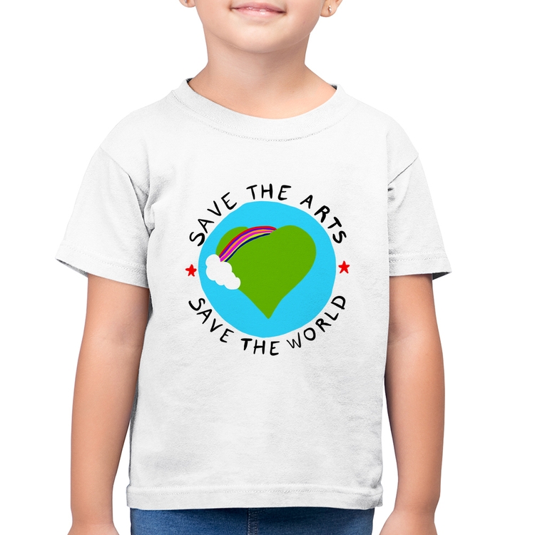 Camiseta Algodão Infantil Save The Arts Save The World - Branca