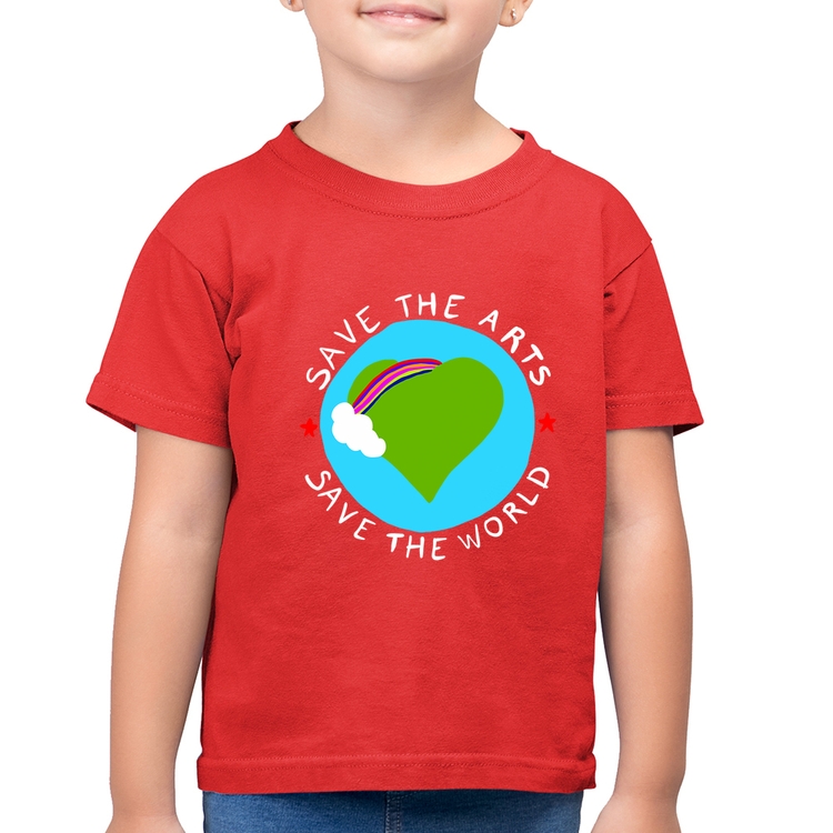Camiseta Algodão Infantil Save The Arts Save The World - Vermelha