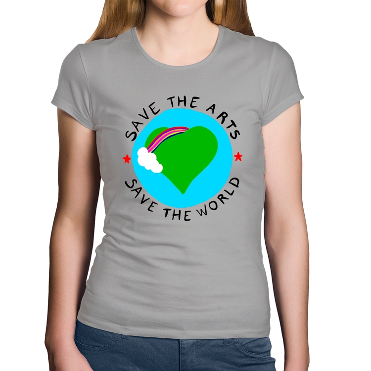 Baby Look Algodão Save The Arts Save The World - Cinza