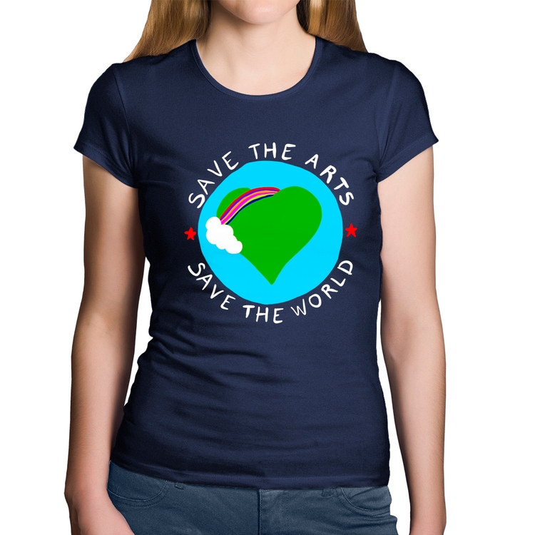 Baby Look Algodão Save The Arts Save The World - Marinho