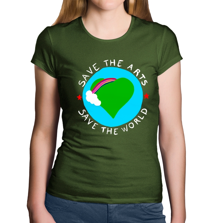 Baby Look Algodão Save The Arts Save The World - Musgo