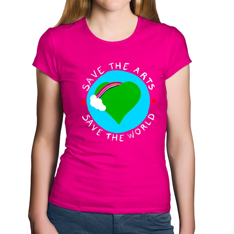 Baby Look Algodão Save The Arts Save The World - Rosa