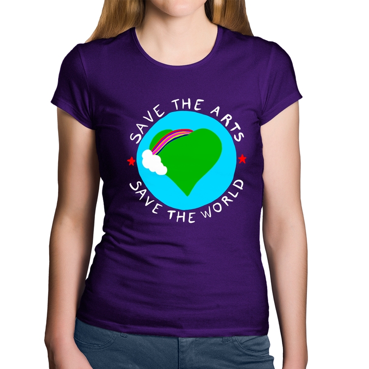 Baby Look Algodão Save The Arts Save The World - Roxa