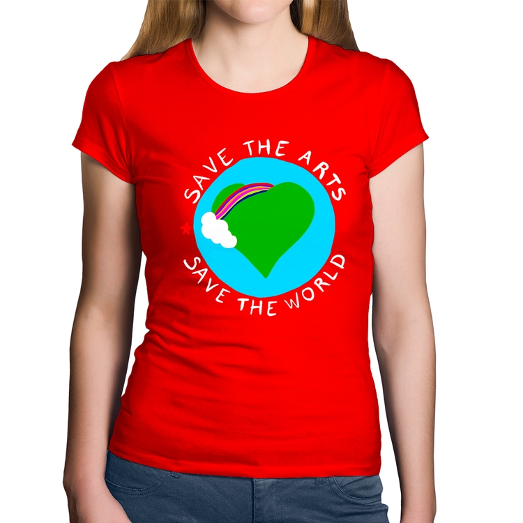 Baby Look Algodão Save The Arts Save The World - Vermelha