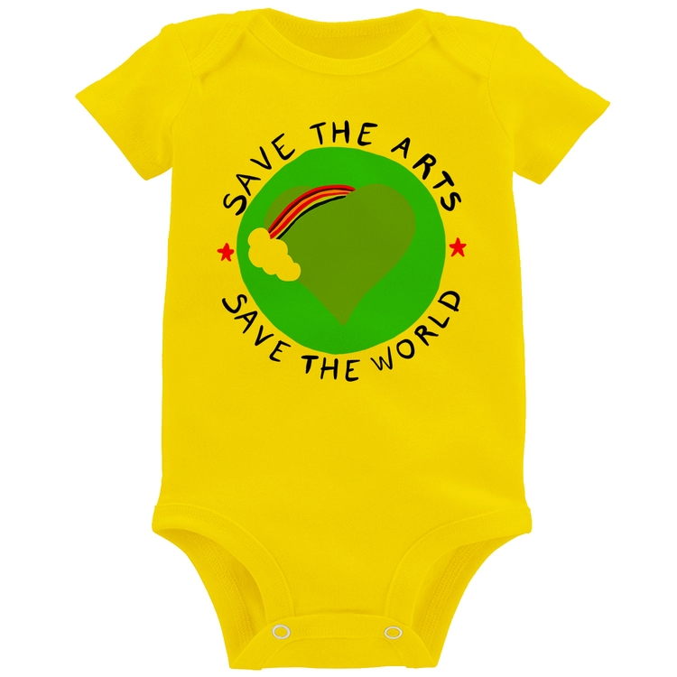 Body Bebê Save The Arts Save The World - Amarelo