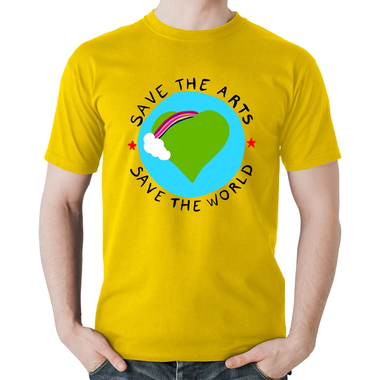 Camiseta Algodão Save The Arts Save The World - Amarela