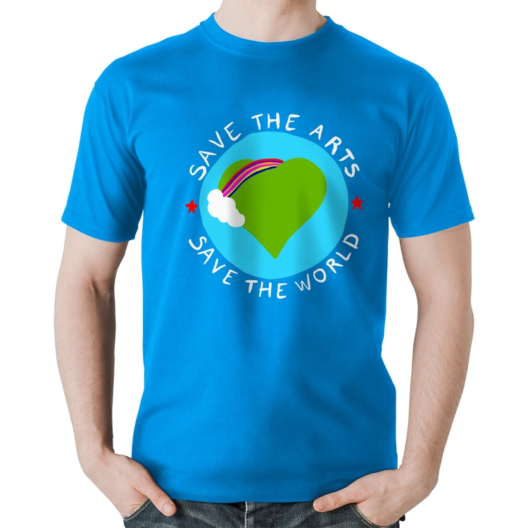 Camiseta Algodão Save The Arts Save The World - Azul