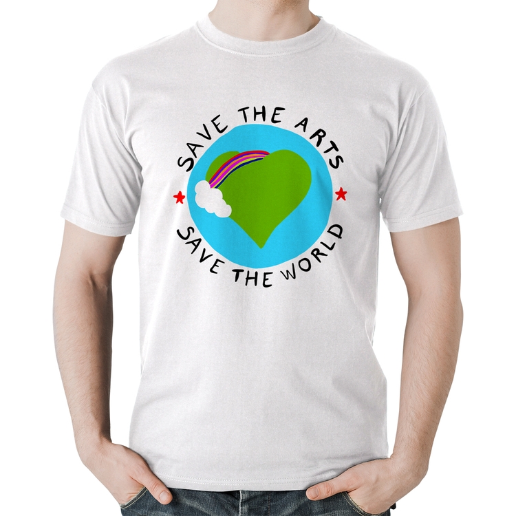 Camiseta Algodão Save The Arts Save The World - Branca