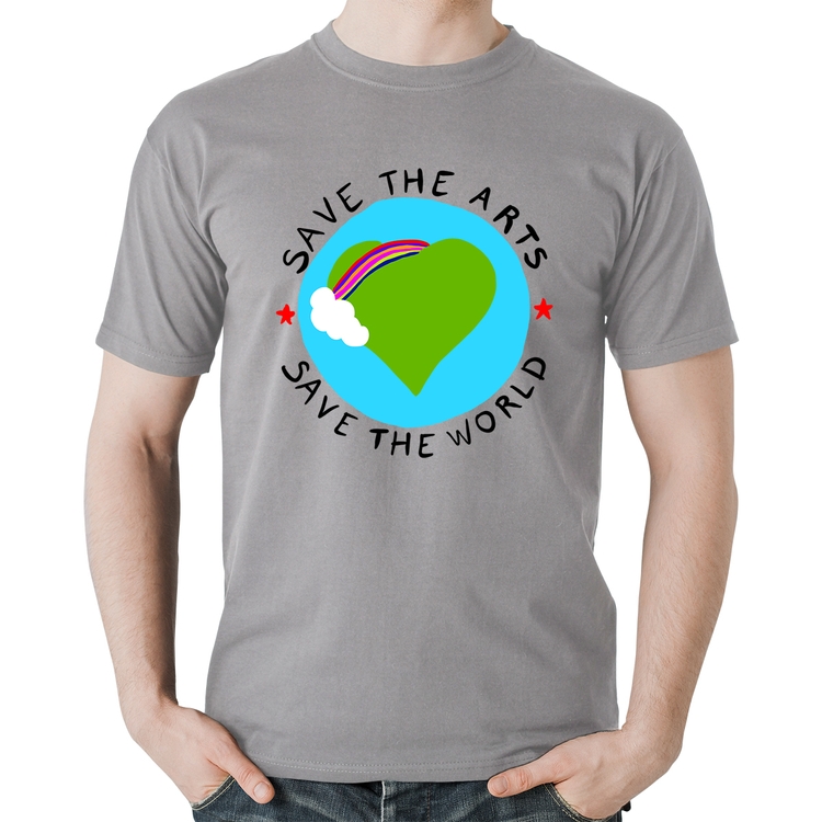 Camiseta Algodão Save The Arts Save The World - Cinza