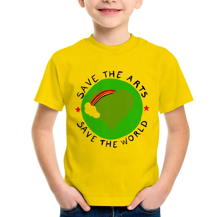 Camiseta Infantil Save The Arts Save The World - Amarela