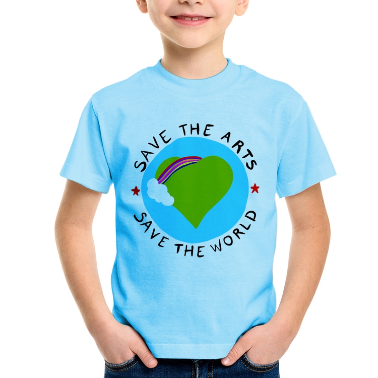 Camiseta Infantil Save The Arts Save The World - Azul Bebê