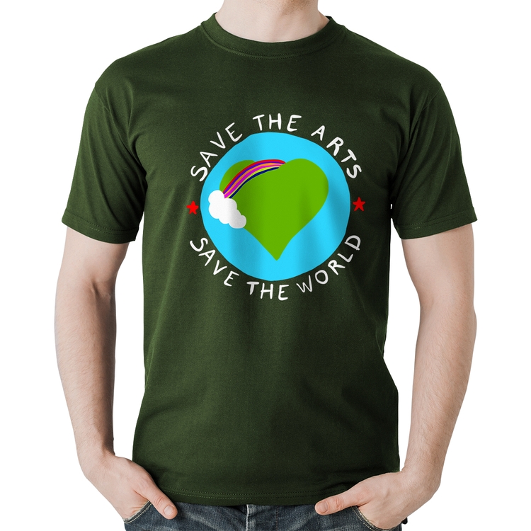 Camiseta Algodão Save The Arts Save The World - Musgo
