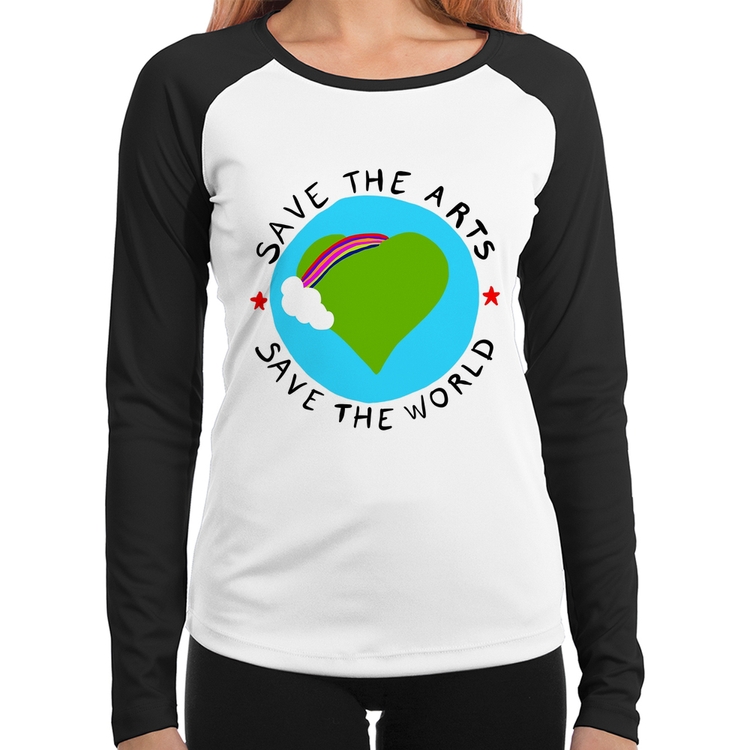 Baby Look Raglan Save The Arts Save The World Manga Longa