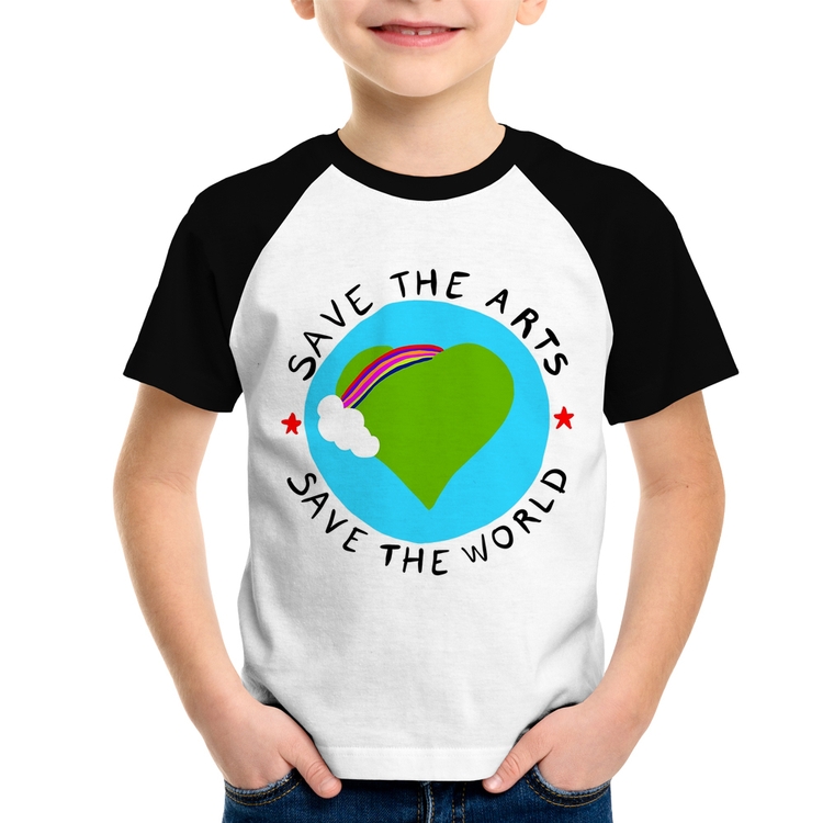 Camiseta Raglan Infantil Save The Arts Save The World
