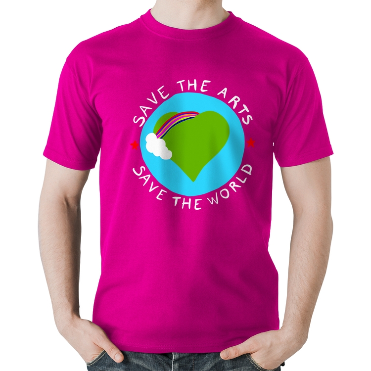 Camiseta Algodão Save The Arts Save The World - Rosa