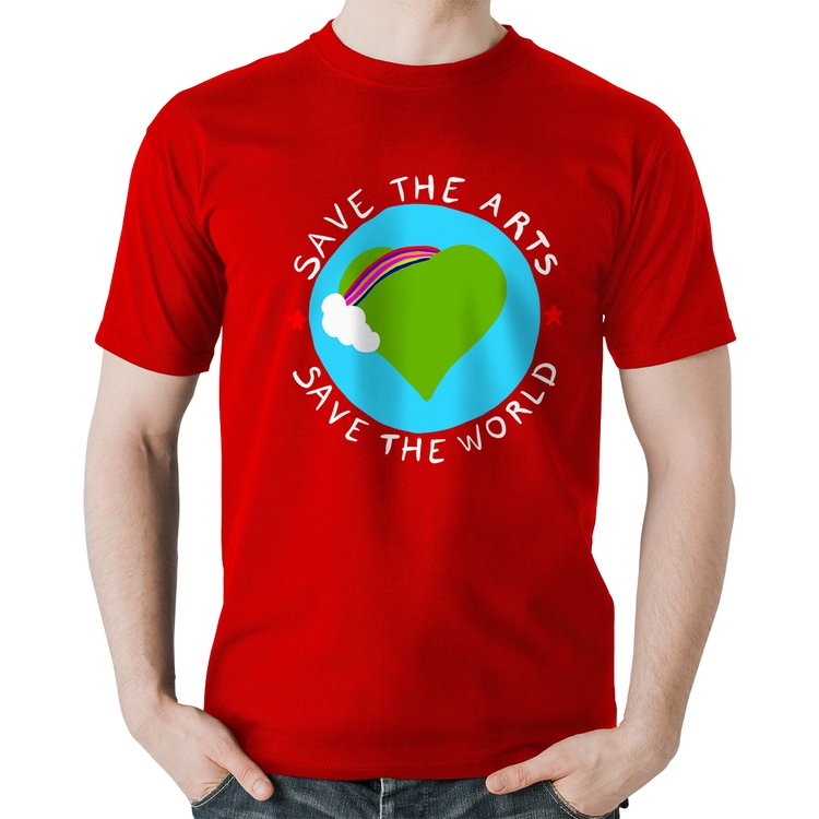 Camiseta Algodão Save The Arts Save The World - Vermelha