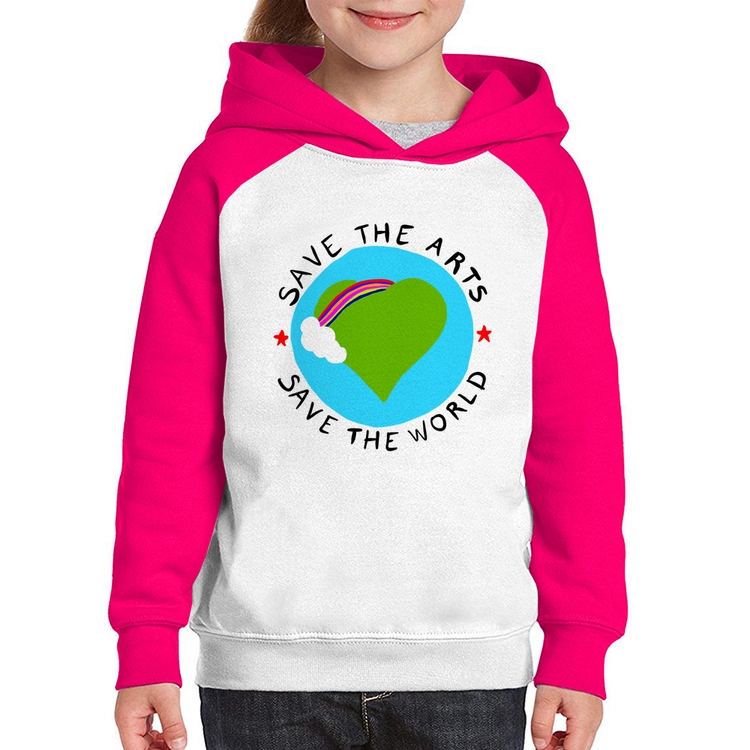 Moletom Infantil Save The Arts Save The World - Branco/Rosa