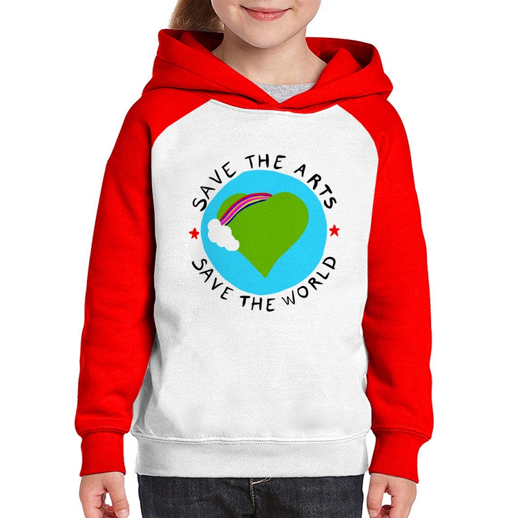 Moletom Infantil Save The Arts Save The World - Branco/Vermelho