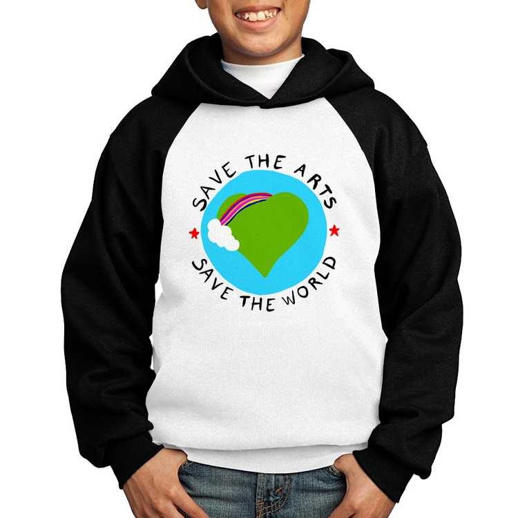 Moletom Infantil Save The Arts Save The World - Branco/Preto