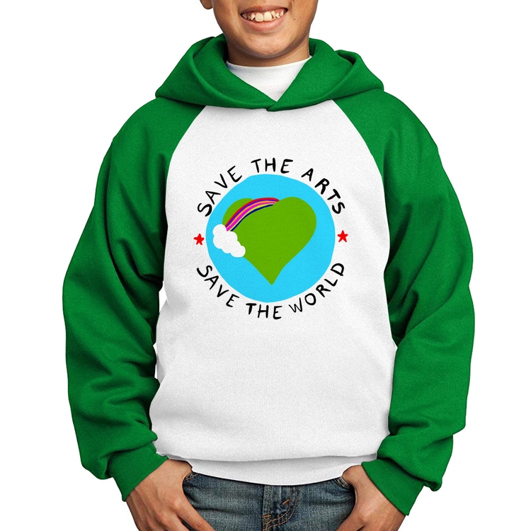 Moletom Infantil Save The Arts Save The World - Branco/Verde