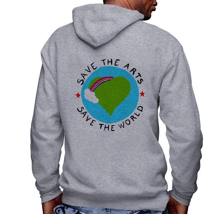 Blusa Moletom Save The Arts Save The World Masculina com Capuz e Zíper - Mescla