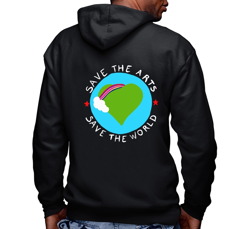 Blusa Moletom Save The Arts Save The World Masculina com Capuz e Zíper