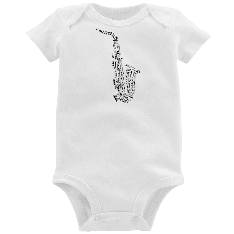 Body Bebê Saxofone Notas Musicais